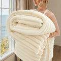 Faux Fur Throw Blanket in Snow White