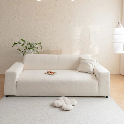 Teddy Fleece Sofa Cover in Cream