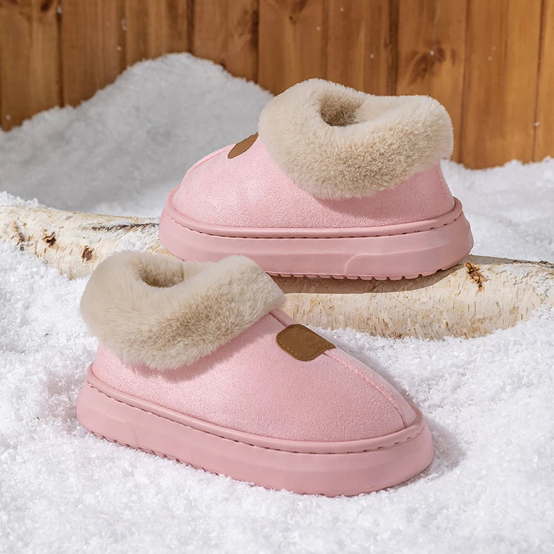 Faux Fur Slipper Booties in Blush