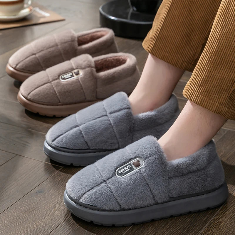Quilted Plush Slippers worn at home